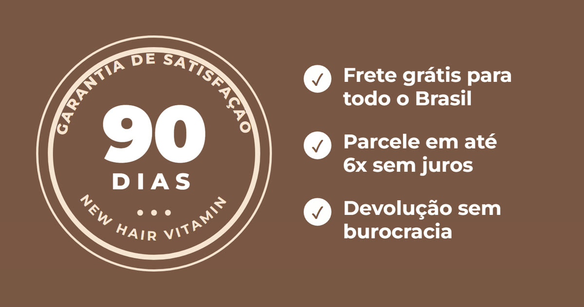 Selo de garantia de satisfação de 90 dias da New Hair Vitamin