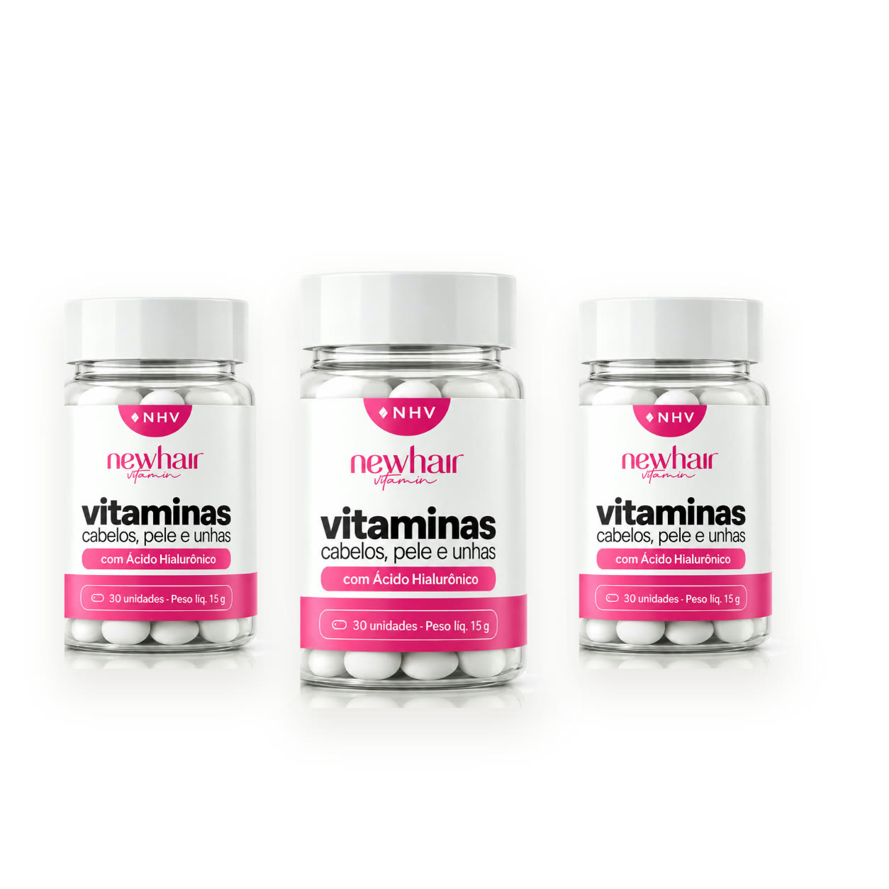 3 potes da Vitamina NHV de Cabelos, Pele e Unhas