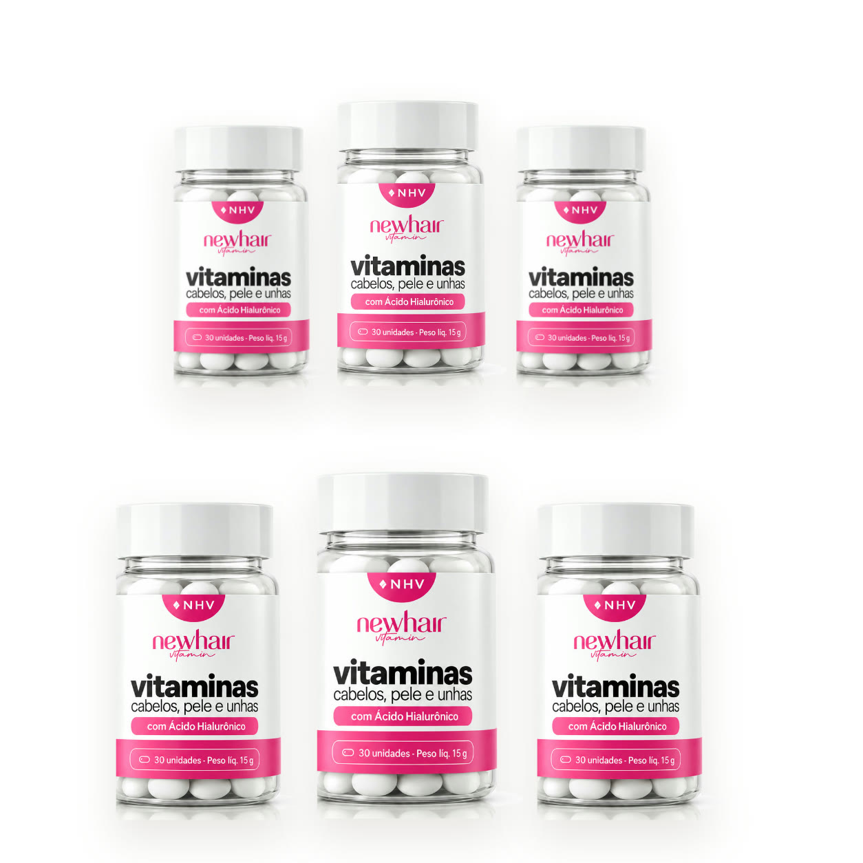 6 potes da Vitamina NHV de Cabelos, Pele e Unhas